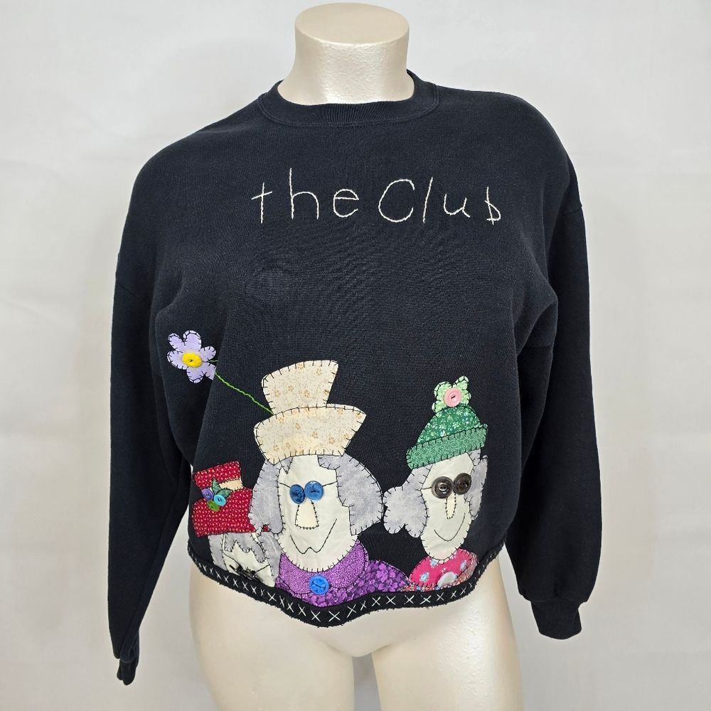 3/$25 Vintage Jerzees "The Club" 3 Old Women W/Button Eyes Sweatshirt Sz XL